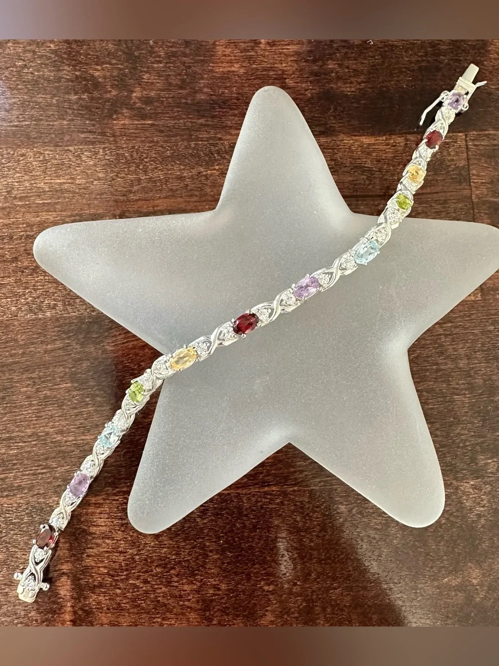 Dee Berkeley Jewelry semi-precious stone tennis bracelet, 7.5in